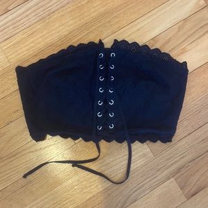 Black lace trimmed tube top